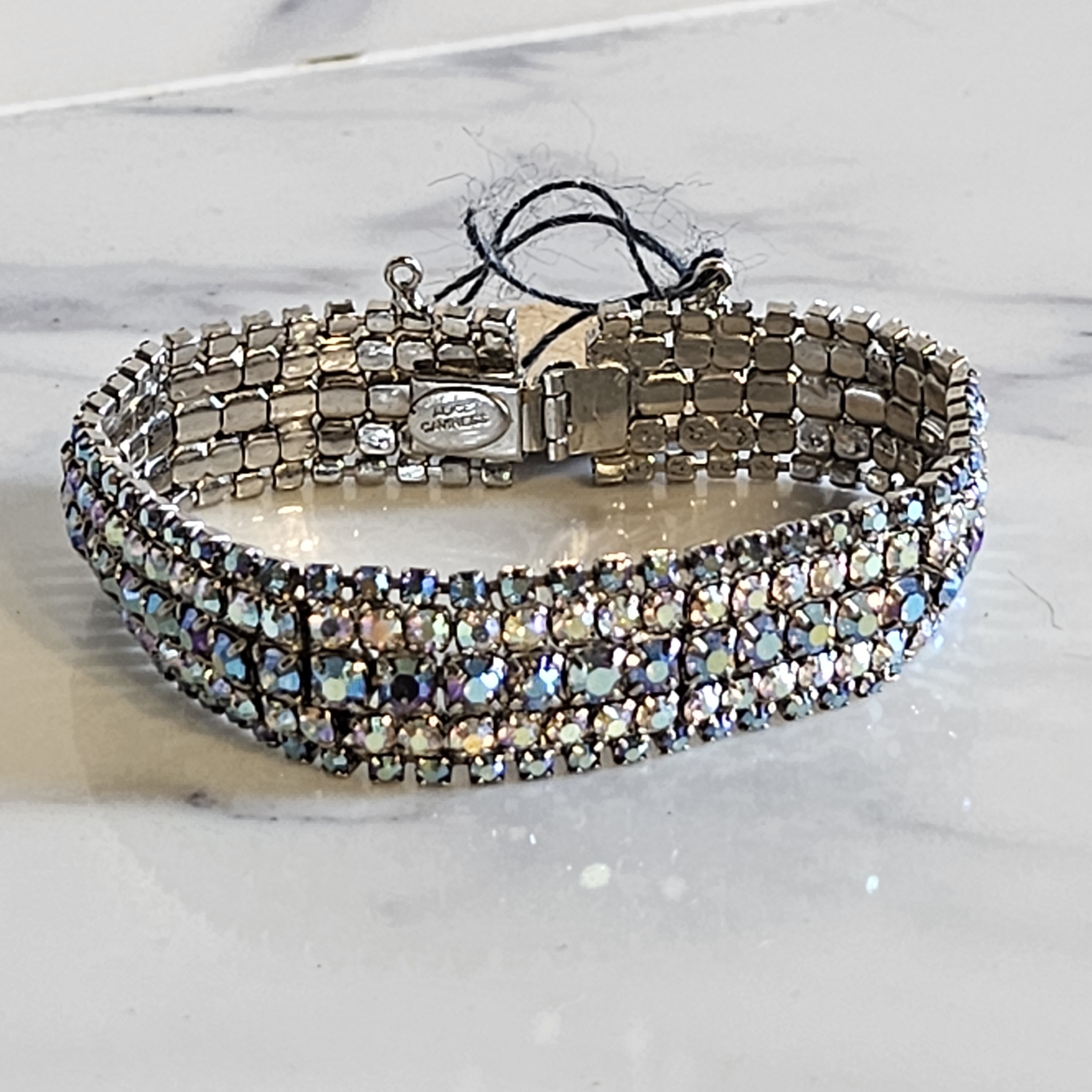 Alice Caviness Silver Bracelet With Iridescent Rhinestones